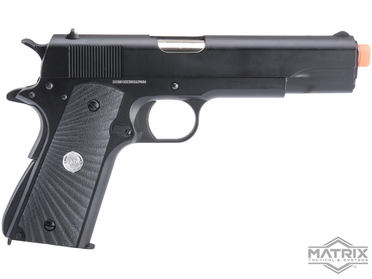 Matrix x Full Metal M1911A1 Gas BB Airsoft Pistol (Black/Eagle Wing Grips)