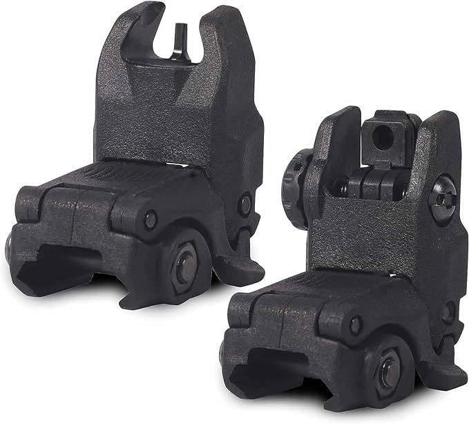 Flip Up Sight Front and Rear Sights Mounted on Picatinny or Weaver Rail 3rd Gen