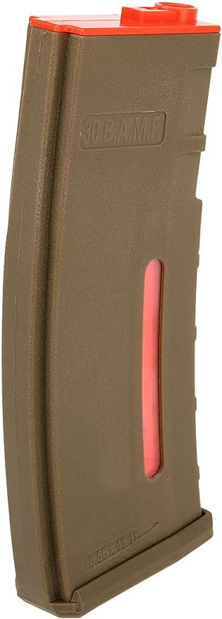 Evike BAMF 190rd Polymer Mid-Cap Airsoft Mag M4 / M16 Series Tan Red 1 Mag