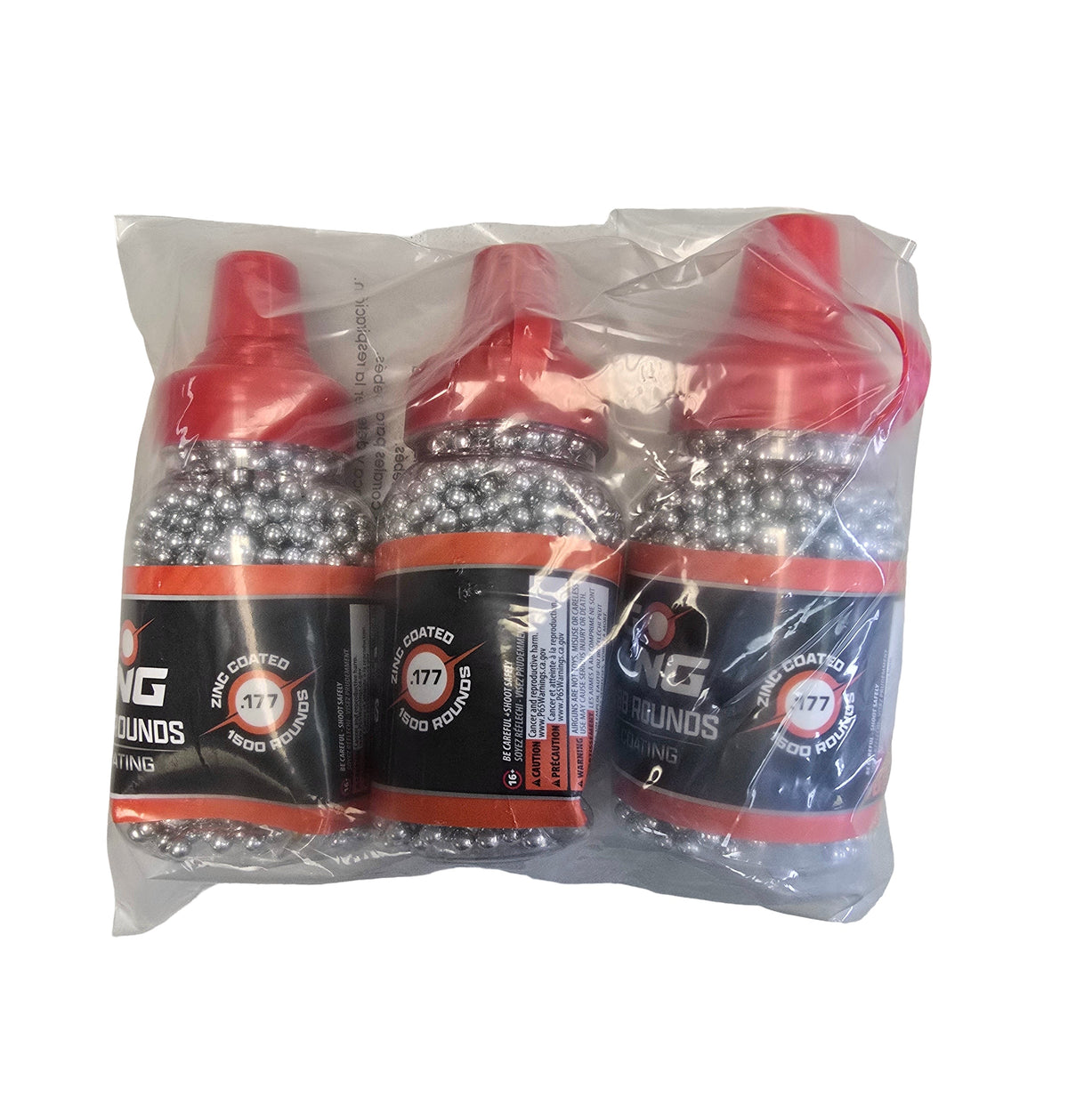 Evike Big Bang Airgun 4.5mm/.177 Cal Steel BB-Bottle (Zinc Plated /1500rd-3 Pk)