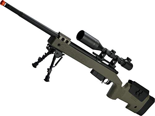 Evike - 6mm PDI Upgraded USMC M40A5 Bolt Action Airsoft Sniper Rifle OD Green