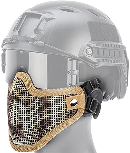 Evike Airsoft - Matrix Iron Face Carbon Steel Mesh Striker V1 Guard Desert Camo