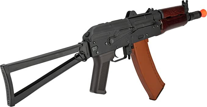 Evike - CYMA Airsoft AK74U AEG Rifle Steel Folding Stock Wood Furniture Gun Only