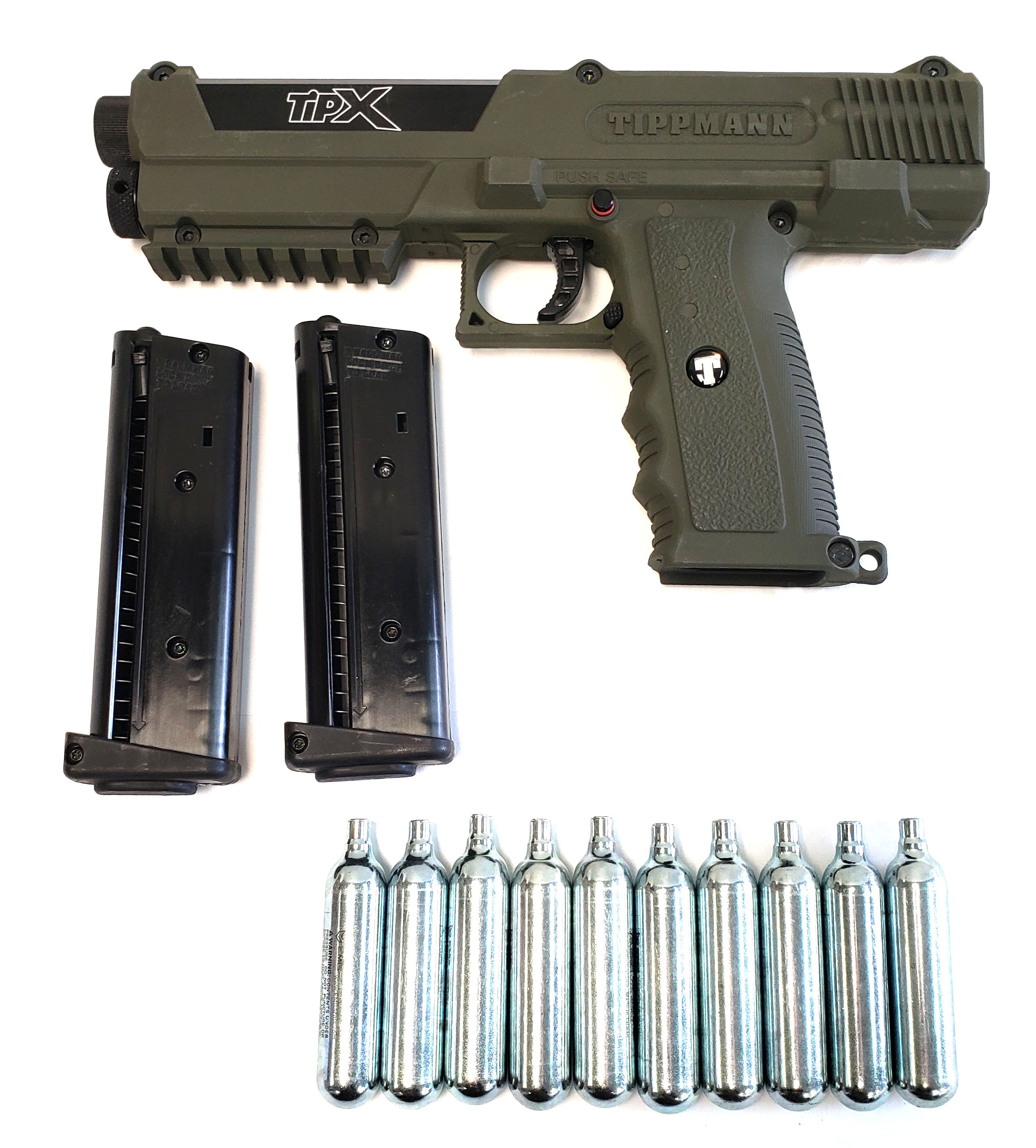 3Skull Tippmann TiPX Paintball Pistol Gun Plus 10ct 12Grams (Army Green)