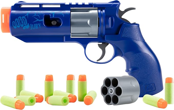 REKT Jury Revolver Foam Dart Blaster Pistol Gun, Blue