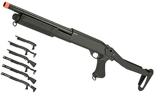 Evike - CYMA Full Metal M870 3-Round Burst Multi-Shot Shell Loading Airsoft Shotgun w/Stock and Barrel Options