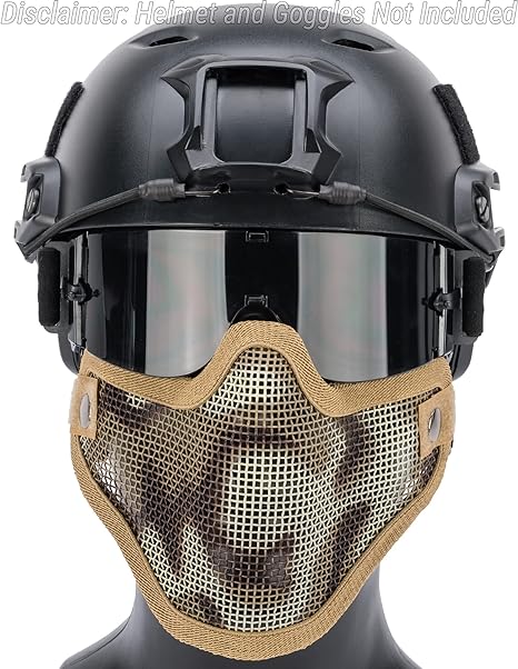 Evike Airsoft - Matrix Iron Face Carbon Steel Mesh Striker V1 Guard Desert Camo