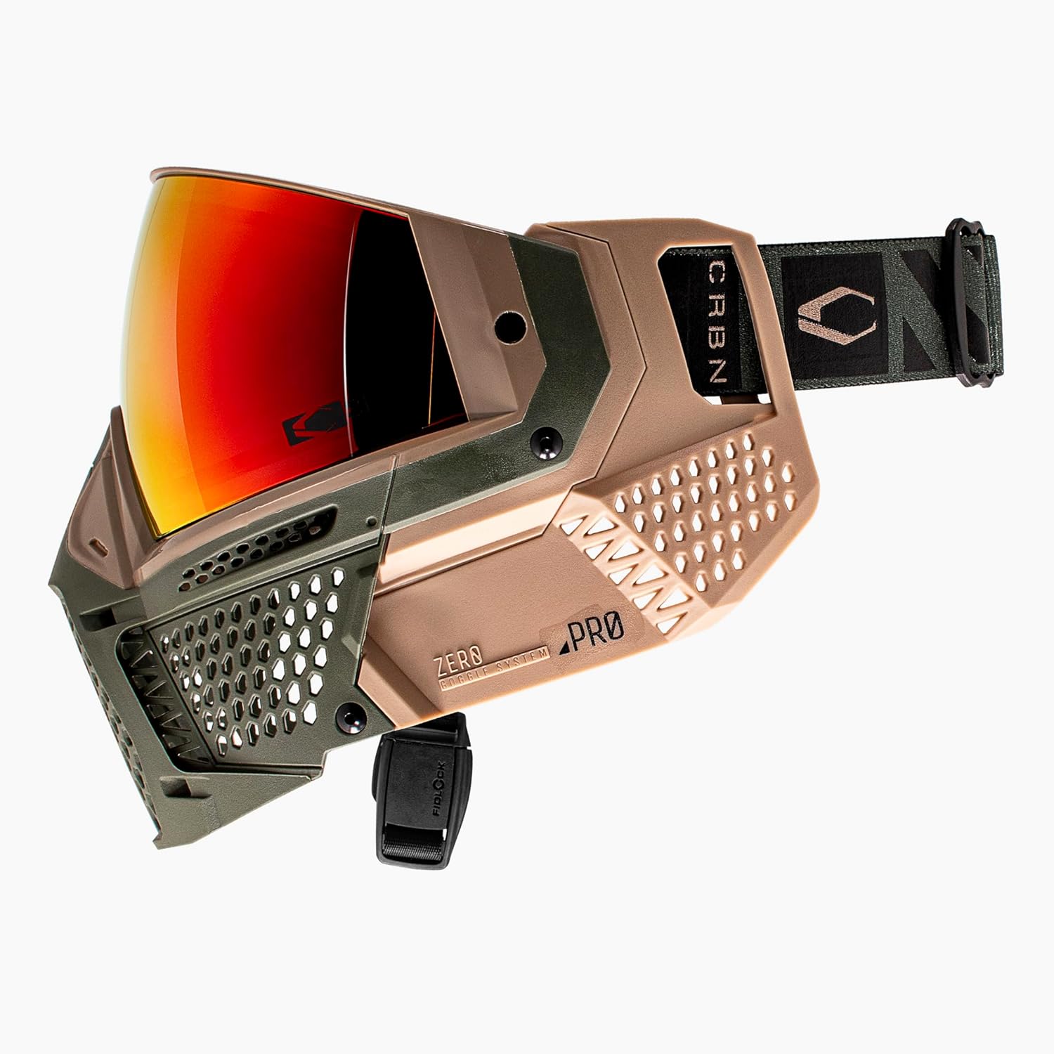 CRBN Paintball Zero Pro Goggle [Two Lens+Visor+Case ](Safari, Less Coverage)