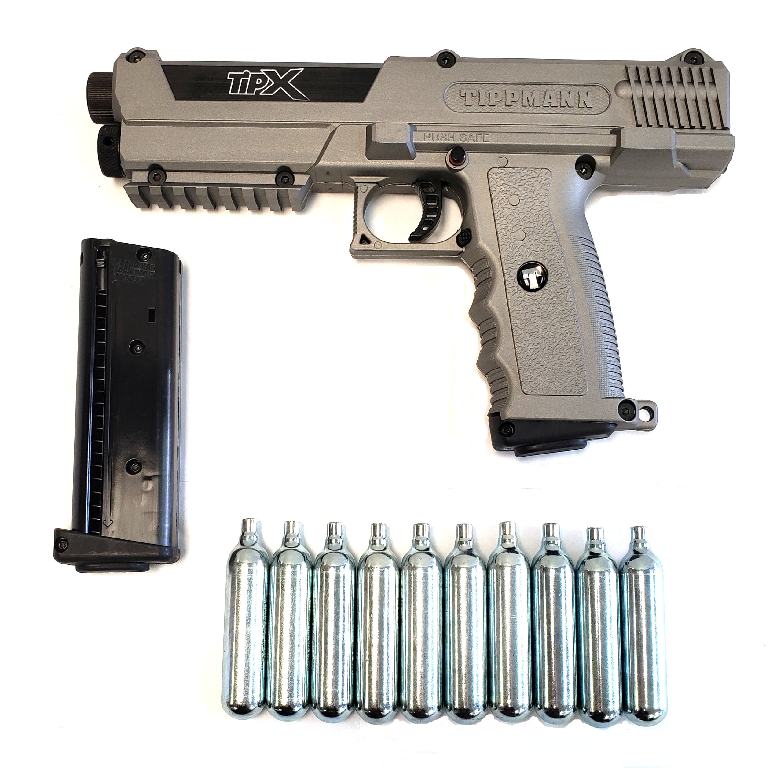 3Skull Tippmann TiPX Paintball Pistol Gun Plus 10ct 12Grams (Steel Grey)