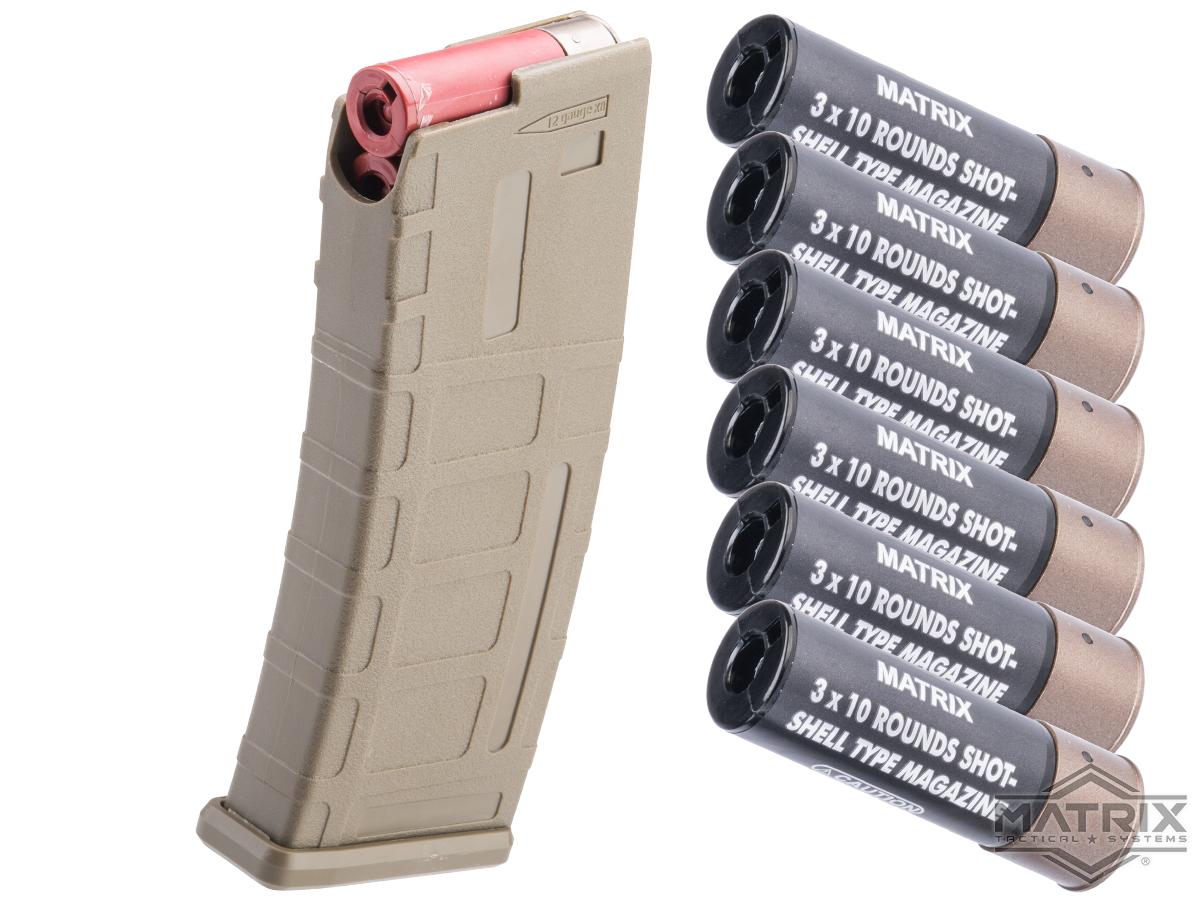 Matrix AR15 Airsoft Magazine Shaped Shotgun Shell Quick Holder Tan / Add Shells