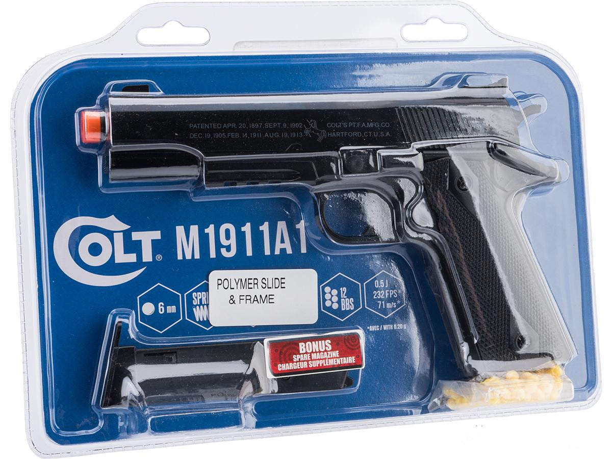 Cybergun Colt Lic M1911A1 Full Size Spring Powered Airsoft Pistol(Black)