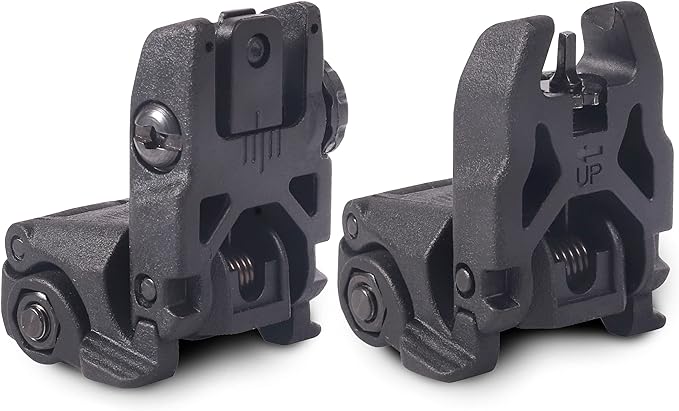 Flip Up Sight Front and Rear Sights Mounted on Picatinny or Weaver Rail 3rd Gen