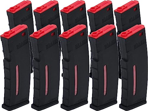 EvikeAirsoft-BAMF30rdPolymerMilSimMag forM4/M16AirsoftAEG Rifles(Black&Red/10Pk)