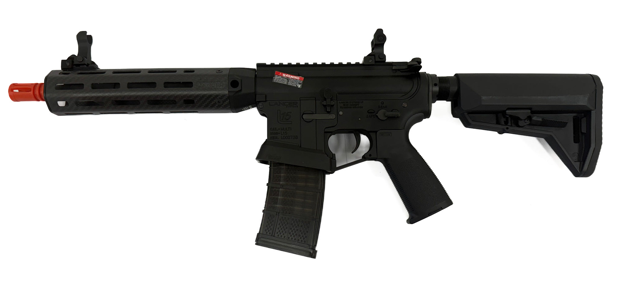 EMG Lancer Systems Licensed L15 Defense Airsoft AEG Rifle - Carbon Fiber 8"