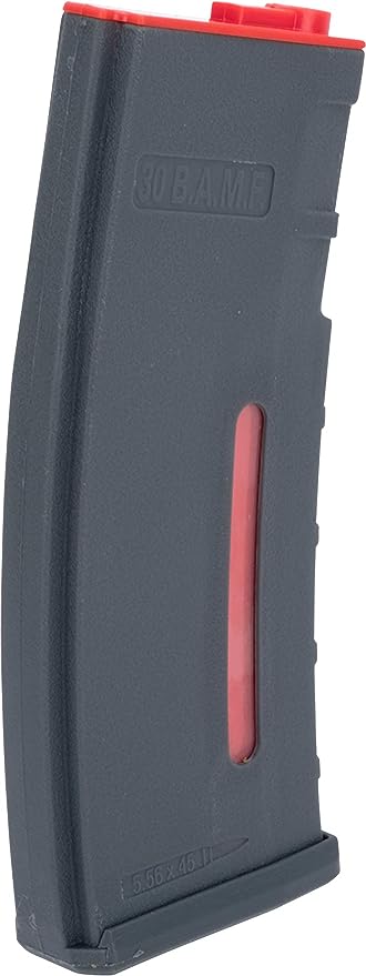 EvikeBAMF30rd PolyMil-SimAirsoftMag forM4/M16 AEG Rifles(Gray&Red/x1 Single Mag)