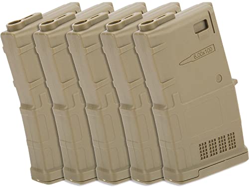 EvikeAirsoft-ARES AMAG 100rd Airsoft BB M4/M16 Mid Cap Mag for AEGs (DE/5 Pack)