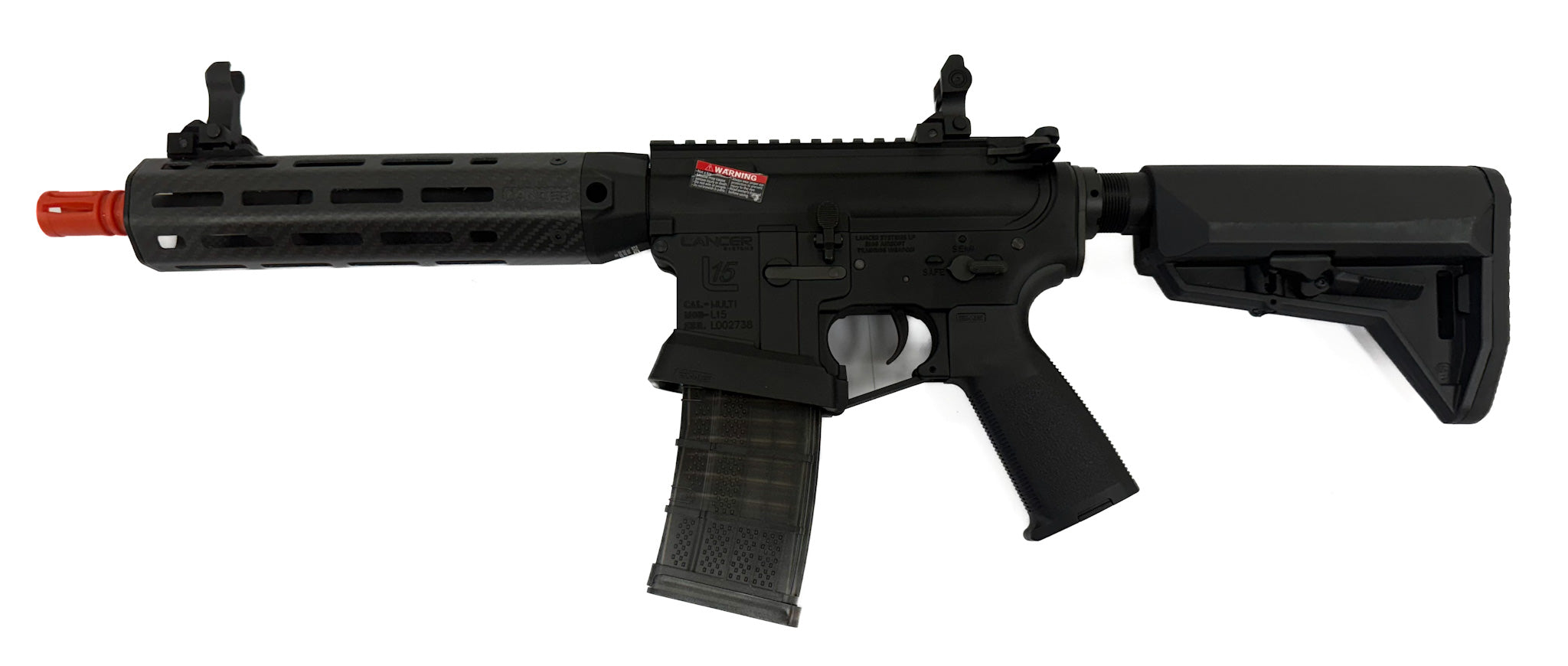 EMG Lancer Systems Licensed L15 Defense Airsoft AEG Rifle - Carbon Fiber 8"