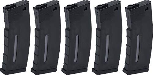 Evike BAMF Polymer Airsoft Mag Mid-Cap 190rd Airsoft M4 AEG (Black x5 Package)