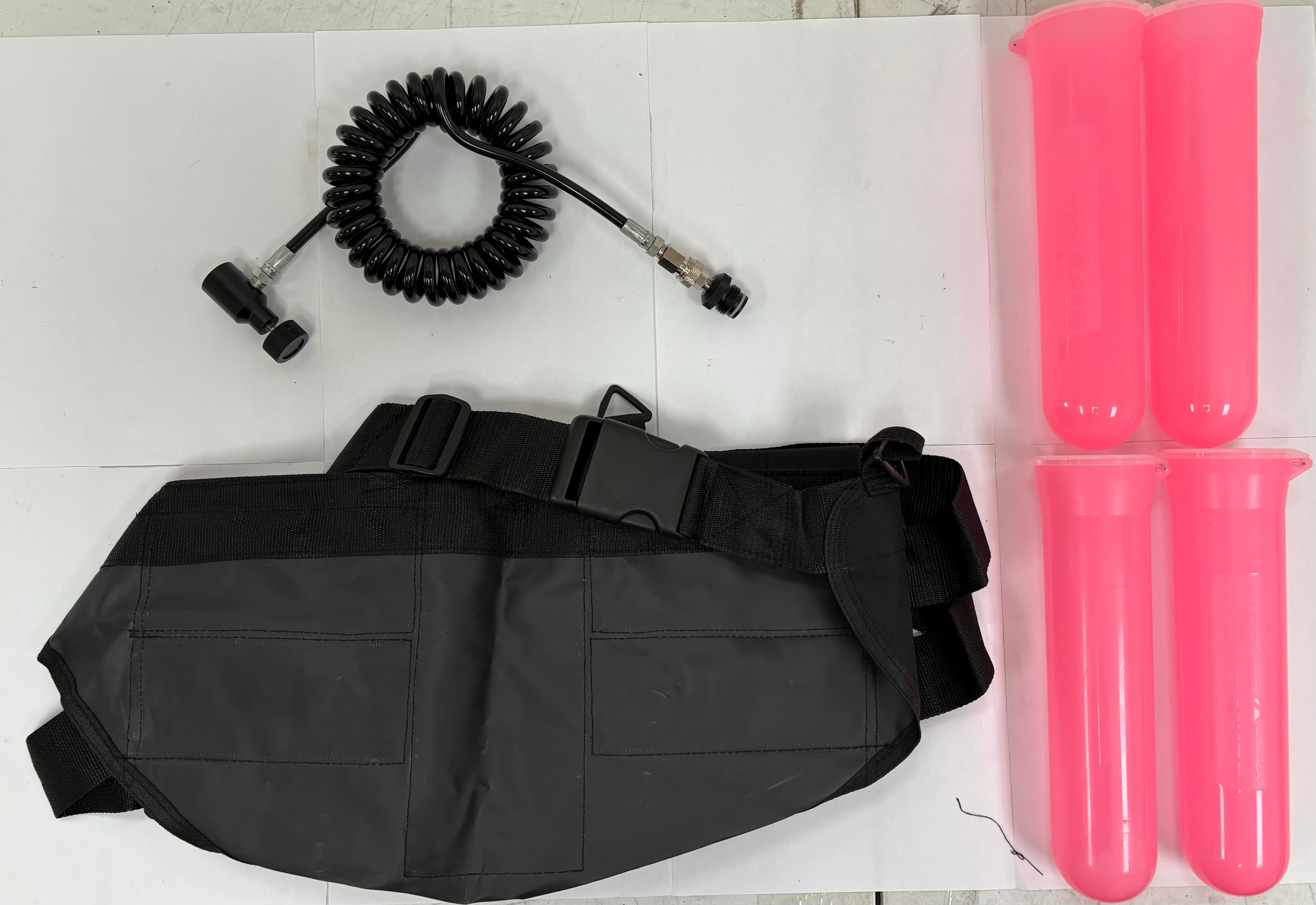 3Skull 4+1 Paintball Harness Pink Pod Pack & Quick Disconnect Tank Remote Coil