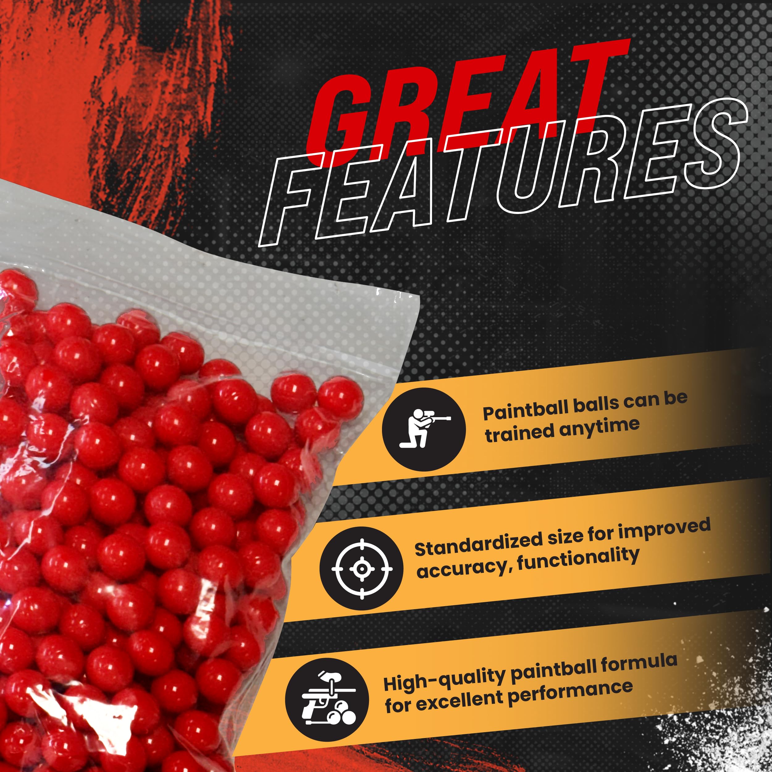 3Skull .43 Caliber Paintballs for Umarex T4E Paintball Pistols Blood Red Fill - 200 Count .43 Cal Ammo