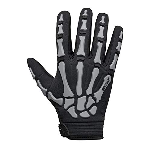 Exalt Death Grip Paintball Full Finger Skeleton Hand Glove Bones (Grey, Medium)