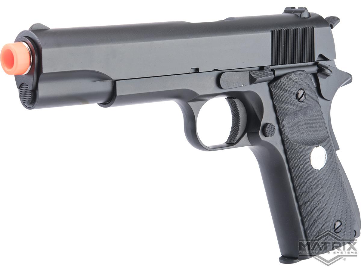 Matrix x Full Metal M1911A1 Gas BB Airsoft Pistol (Black/Eagle Wing Grips)