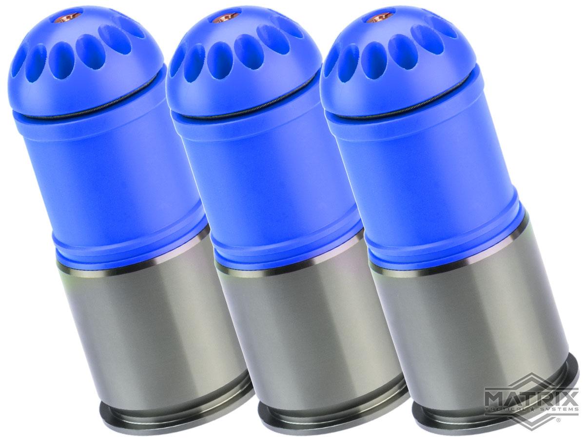 Matrix x MAG 120rd POM Airsoft Gas Grenade Shell (Color: Blue / Pack of 3)