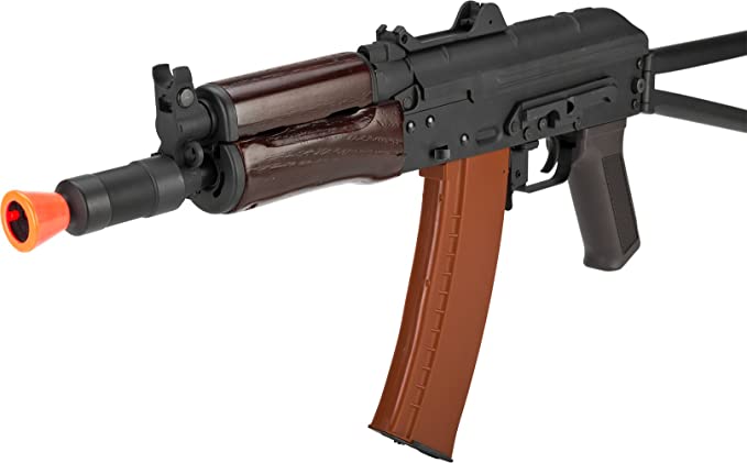 Evike - CYMA Airsoft AK74U AEG Rifle Steel Folding Stock Wood Furniture Gun Only