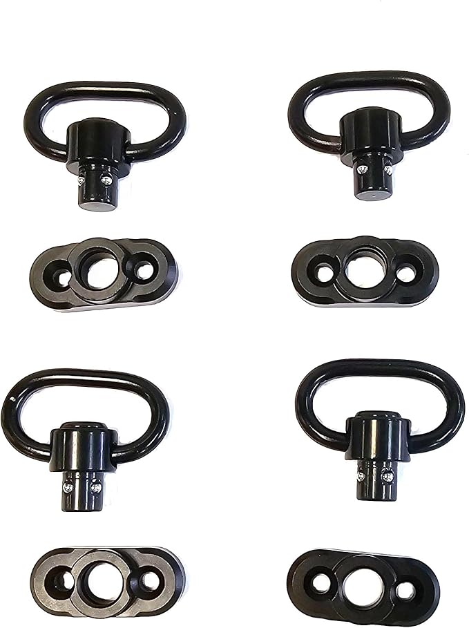 Two Point Traditional 360 Degree QD Sling 1.25" 2 Point Sling Swivels Mounts for Mlock - Rifles, Paintball, or Airsoft (4 Pack 360° Rotation Sling Swivel Mount)