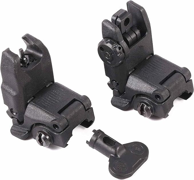 Flip Up Sight Front and Rear Sights Mounted on Picatinny or Weaver Rail 3rd Gen