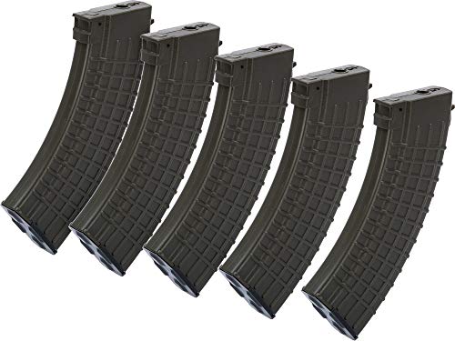 Evike MAG 100 Rd Mid-Cap Mag for AK Series AirsoftAEG(OD Green/Waffle/Pack of 5)