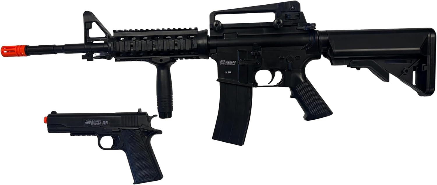 Sig Sauer Licensed Patrol Rifle Airsoft AEG and 1911 Pistol Kit Black