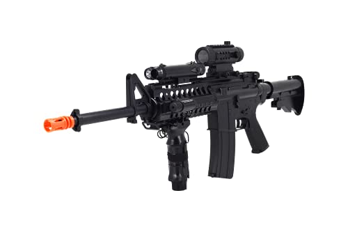 SOFTAIR F4D AEG Electric Airsoft Rifle with Flashlight and Laser, Black, 200 FPS