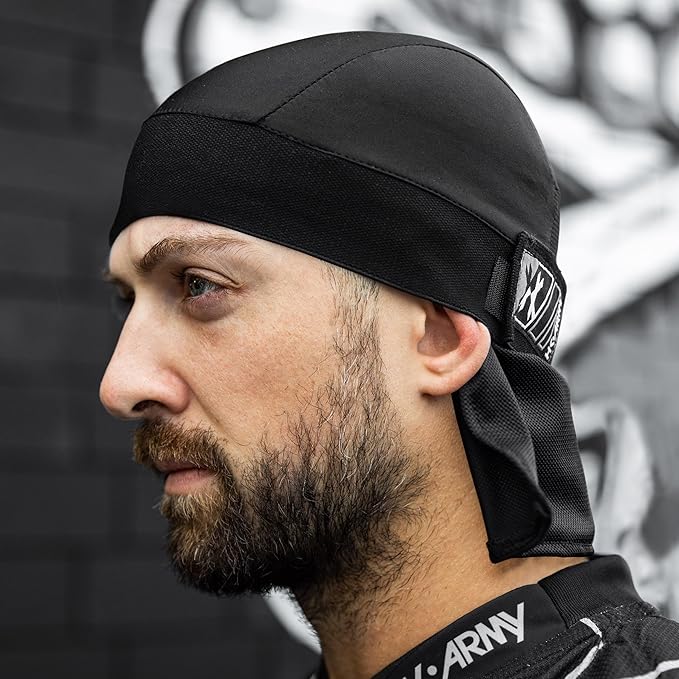 HK Army Skull Wrap Headwrap for Paintball & Airsoft (All Black)