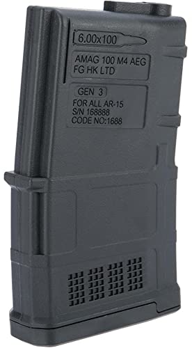 EvikeAirsoft-ARES AMAG 100rd Airsoft BB M4/M16 MidCap Mag for AEGs(Black/5 Pack)