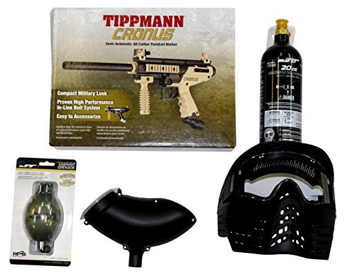 Tippmann Cronus Paintball Gun Power Kit - Goggle, 20oz Tank, Hopper, M8 Grenade