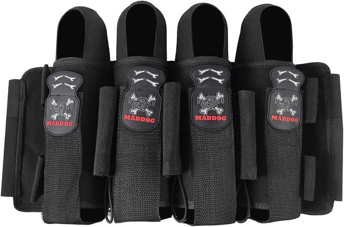 Maddog Pro 4+3 Paintball Harness Pod Pack | Harness Only | Adjustable Pod Holder Belt for Tournament, Woodsball & Speedball (Holds up to 7 Pods)
