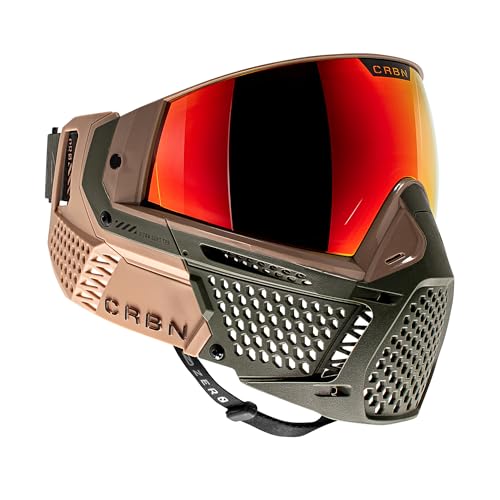 CRBN Paintball Zero Pro Goggle - Includes: Two Lens + Visor + Case - Carbon Paintball (Safari, Less Coverage)