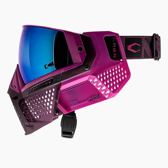 CRBN Paintball Zero Pro Goggle - Includes: Two Lens + Visor + Case - Carbon Paintball (Violet, More Coverage)