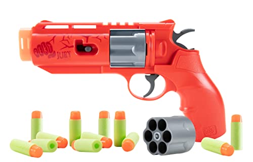 Rekt Jury Revolver CO2-Powered Foam Dart Blaster Pistol Gun, Red
