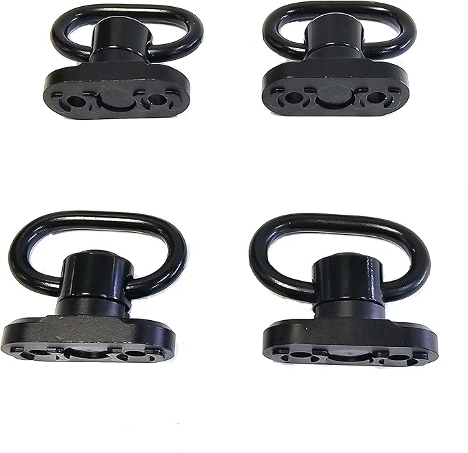 Two Point Traditional 360 Degree QD Sling 1.25" 2 Point Sling Swivels Mounts for Mlock - Rifles, Paintball, or Airsoft (4 Pack 360° Rotation Sling Swivel Mount)