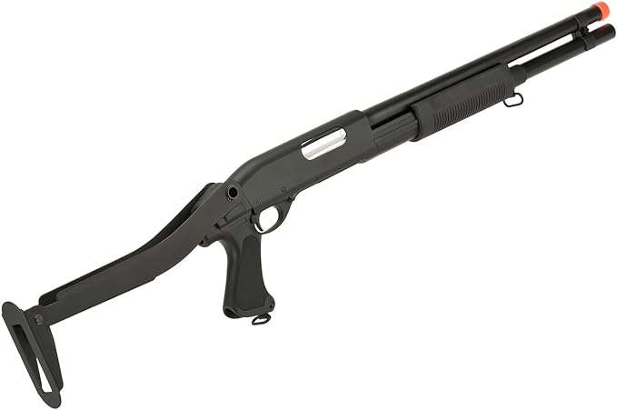 Evike CYMA M870 3-Round Burst Multi-Shot Airsoft Shotgun (Folding Stock Metal)